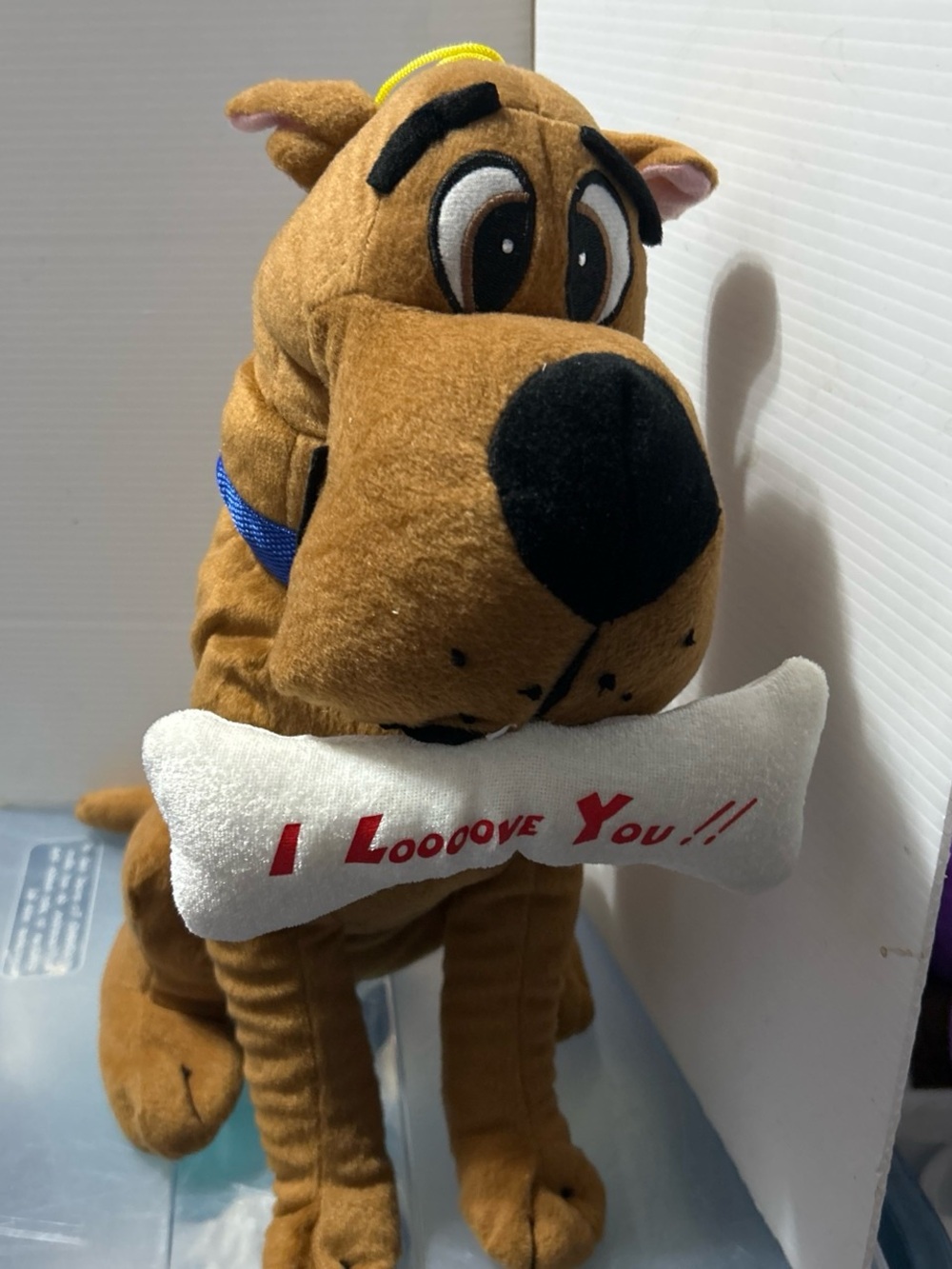 Plush Brown Dog Stuffed Animal with White Bone Toy - Heartfelt Message